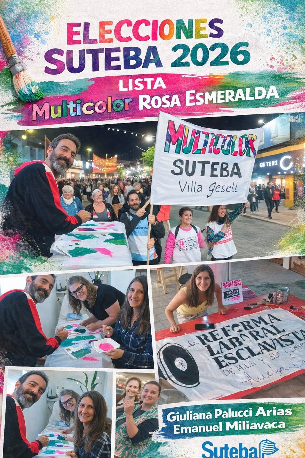 Flyer de campaña electoral — Lista Multicolor Rosa Esmeralda